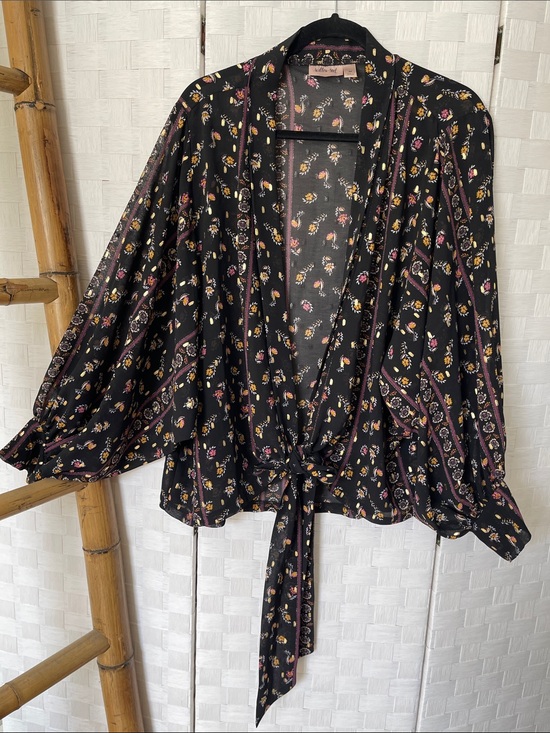 willow & root Tops - Willow Root Chiffon Metallic Wide Kimono Top✨